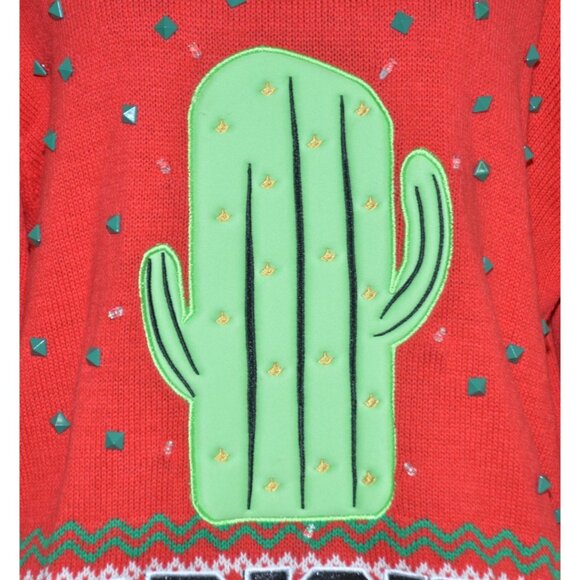 Spencer's Workshop Size XL Light Up Ugly Sweater Merry X-Mas Prick Cactus WORKS - Picture 4 of 13